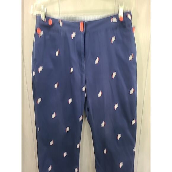 TOMMY HILFIGER Golf Crop Pants Blue Orange Pelican Embroidered Bird Capri 8 - Picture 2 of 9